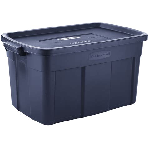 rubbermaid dark indigo metallic roughneck storage box 31 gallon|rubbermaid stackable storage tote.